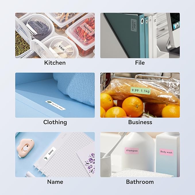 NIIMBOT Label Maker Tape for D11/D110/D101 Label Maker, 14 x 30 mm (0.55'' x 1.18'')-210 Tapes/Roll for Home Office Labeling Tape Replacement, Clear