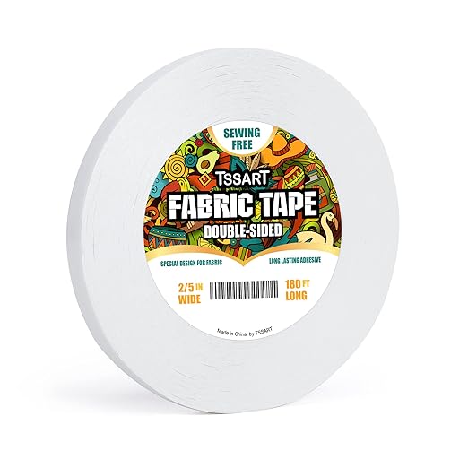 Fabric Tape - Strong Double-Sided Adhesive Cloth Tape, No Sewing or Ironing, Gluing, Alterations and Hemming - 2/5 Inch Wide 180FT Long