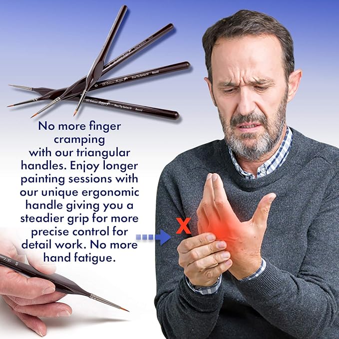 Model Paint Brush Set Miniature. Fine Detail Hobby Painting Brush 4pc Size 0 Paintbrushes for Art Watercolor Acrylics Oil Warhammer Paint Set. Nail Airplanes Art Craft Game DND Miniatures Figurines