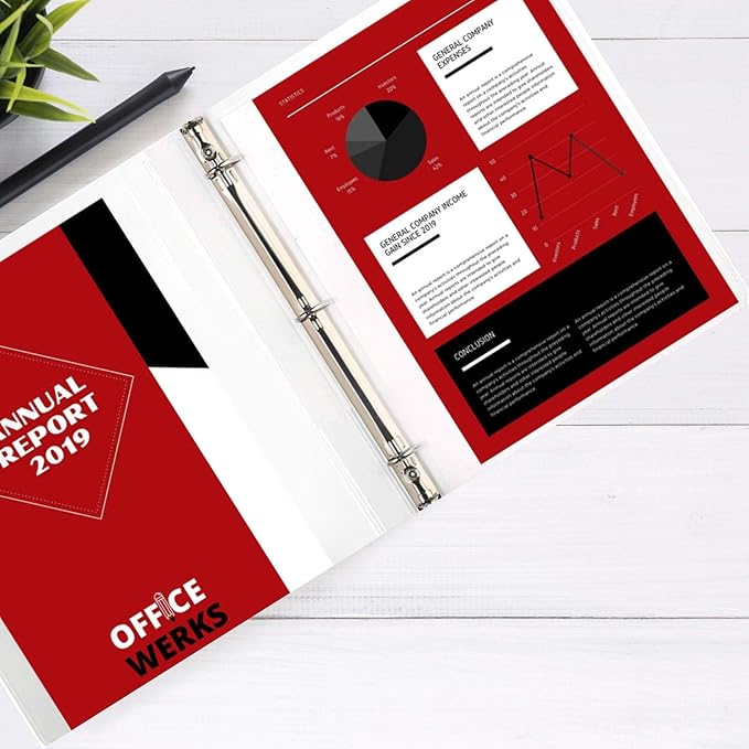 Office Werks 3 Ring Binder, Professional D Ring Binder 2.5 Inch, 12 Presentation Folder for Standard Pages 8.5 x 11 with Pockets, Crystal Clear View White Binder (12 Pack)