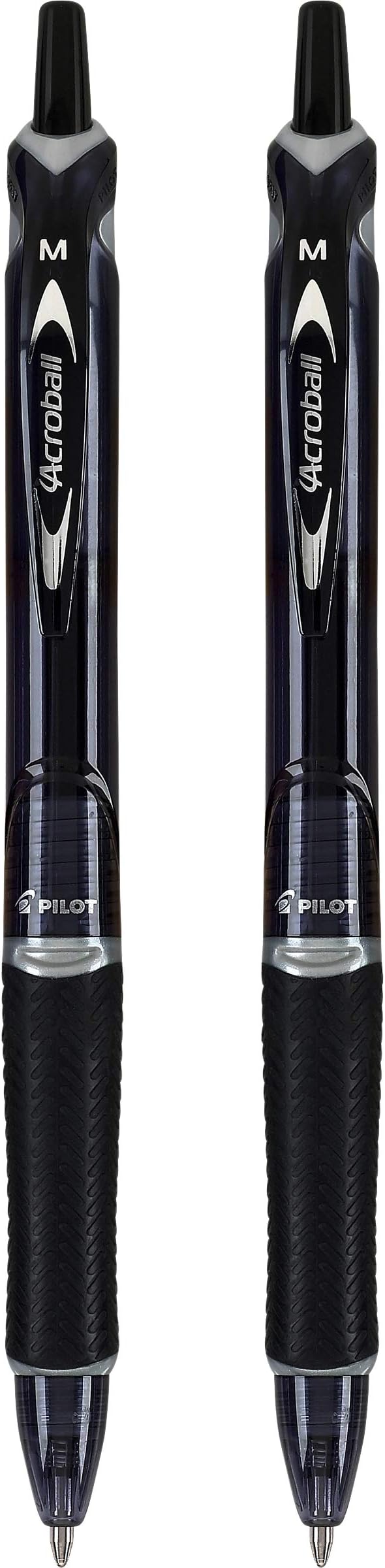 PILOT Acroball Colors Advanced Ink Refillable & Retractable Ball Point Pens, Medium Point, Black Ink, 2-Pack (31830)