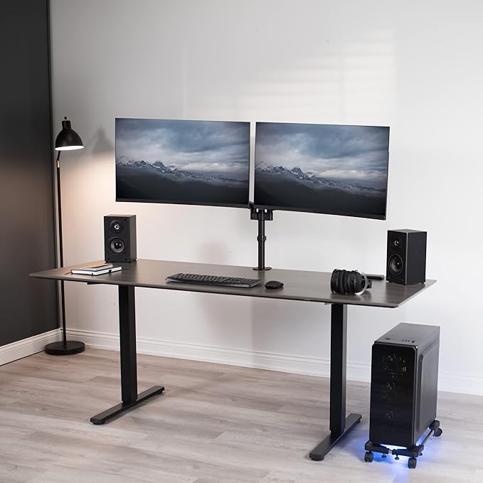 VIVO Large Steel PC Cart, Rolling CPU Trolley, Adjustable Mobile Computer Stand Holder with Locking Caster Wheels, Fits Most Gaming PCs up to 22 x 14 inches, Under Desk, Black, CART-PC03L