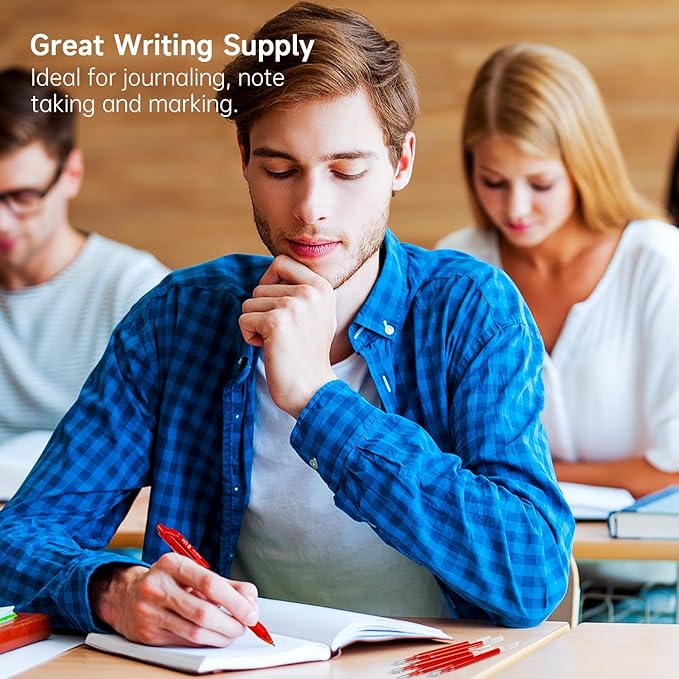 Retractable Gel Pen Refills, Shuttle Art 30 Pack Red Rollerball Gel Ink Pens Refills, Bulk Set, 0.7mm Fine Point for Writing Journaling Taking Notes School Office Home