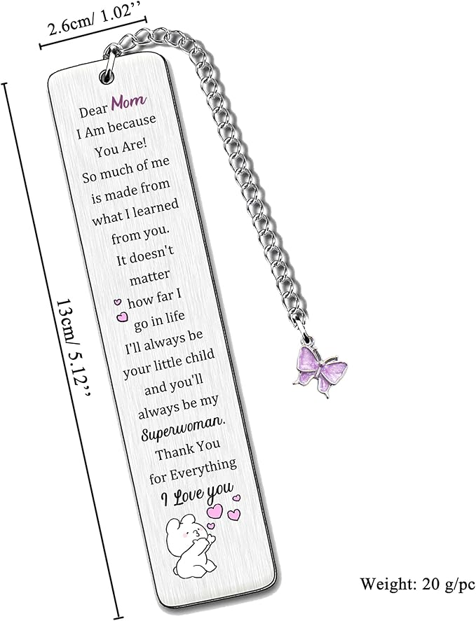 Mom Bookmarks Mothers Day Gifts Bookmarker Mommy My Greatest Superwoman Birthday Present Mum I Am Because You are Retirement Appreciate Keepsakes Christmas Thanksgiving Women Book Accessory Butterfly