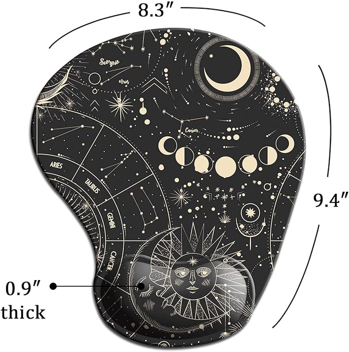 DOOKE Ergonomic Mouse Pad with Wrist Support, Cute Mouse Pads with Non-Slip Rubber Base for Home Office Working Studying Easy Typing & Pain Relief Moon Sun