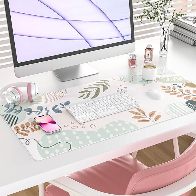 Colorful Star Minimalist Large Mouse Pad, Abstract Botanical Waterproof Desk Mat, Boho Computer Gaming Mouse Pad, XXL Full Desk Mousepad Non Slip Writing Pad for School Office Home 31.5" x 15.7"