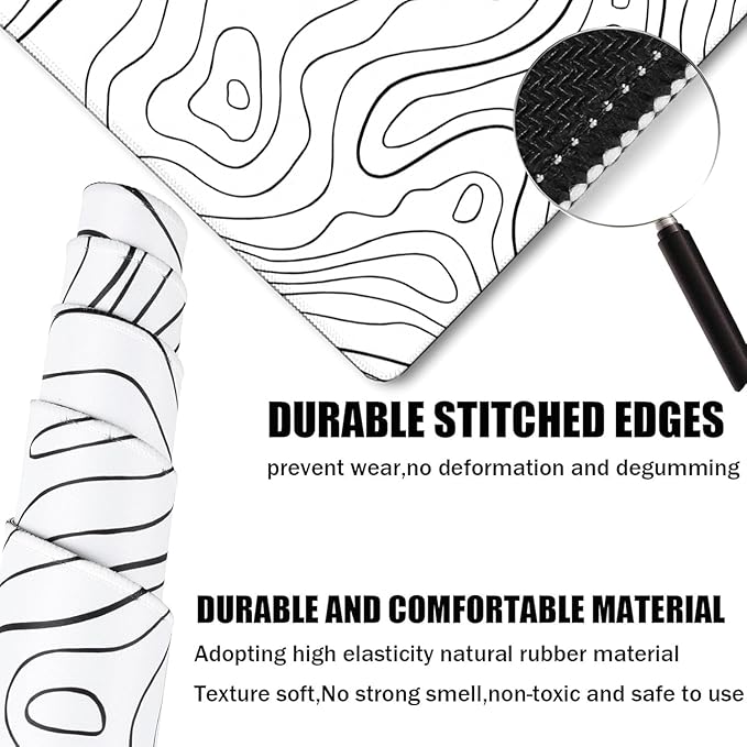 Large Mouse Pad, Big Desk Mat Large Office Desk Pad, Durable Extended Mouse Mat 35.4"x15.7" Computer Mousepad with Non-Slip Rubber Base & Stitched Edge for Home Office Work, Black Line