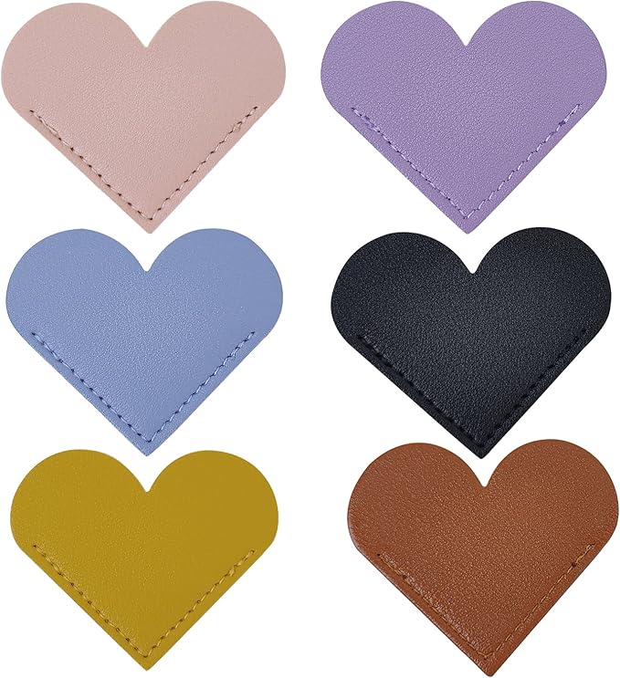 6 Pcs Leather Heart Bookmarks Cute Corner Bookmarks Book Accessories Reading Gifts