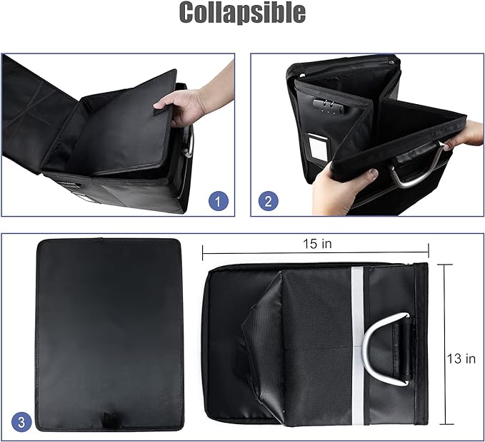 Fireproof Document Box File Organizer Box, Fireproof File Cabinet Box Storage Filing Cabinet Box with Lock, Portable Office Safe Box for Hanging Letter/Legal Folder 16.1 x 12.9 x 11in (Dark Black)