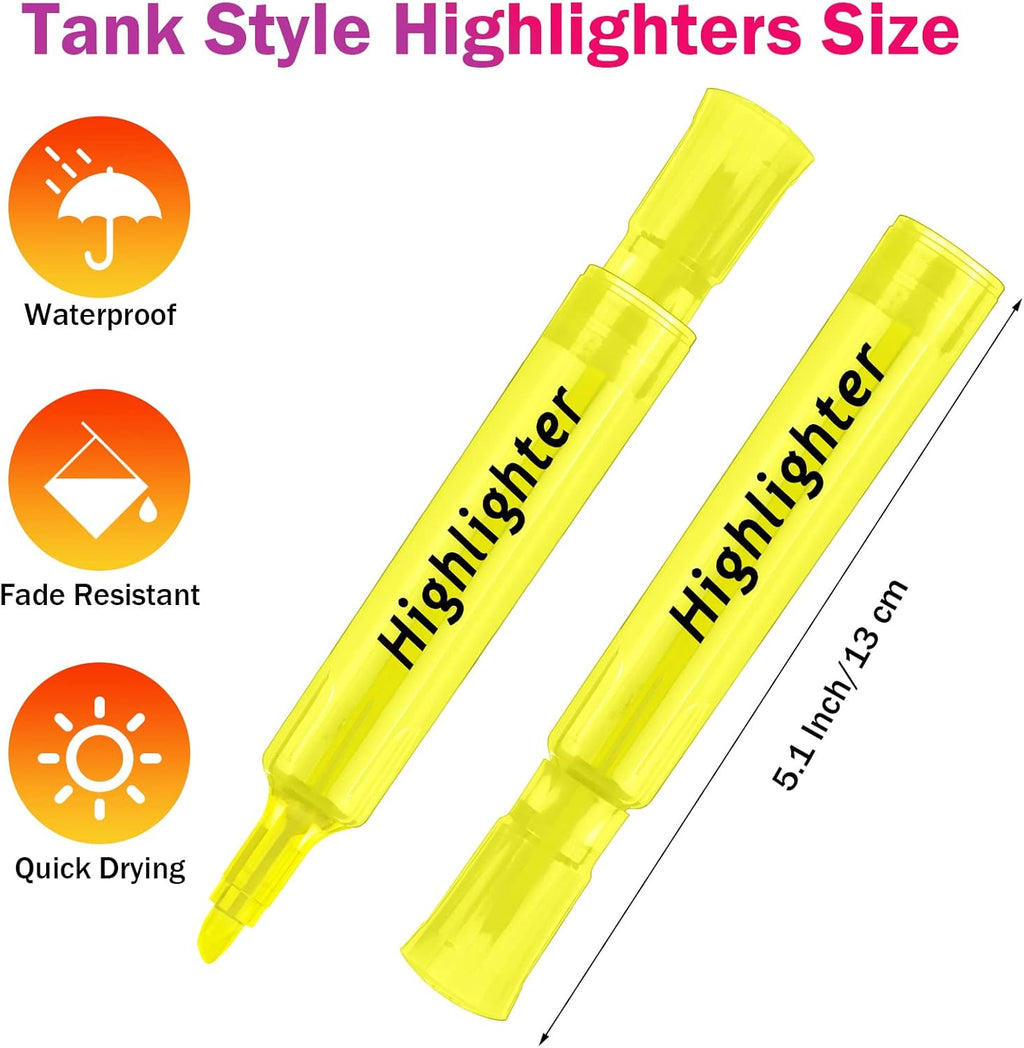 Teling 120 Pcs Highlighters Bulk Chisel Tip Tank Style Highlighters for School Classroom Assorted Color Fluorescent Pens for Office Shop