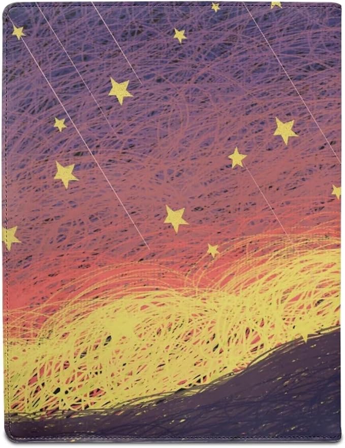 Cozeyat PU Leather Portfolio Professional Organizer Padfolio for Women Girls, Stars Girl Design Document Folio for Letter Size Writing Pad/Business Card Holder