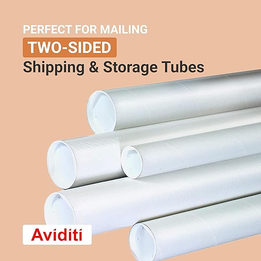 AVIDITI Cardboard Tubes with Caps, 24"L x 2"W x 2"H, Pack of 50 | Poster Tube for Mailing and Storage of Blueprints, Artwork, Crafts, Long Art Holder, 24 inches