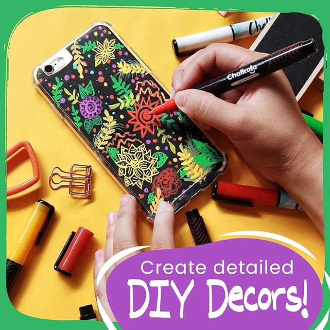 Extra Fine Tip Liquid Chalk Markers (1mm, 10 Pack) with Gold & Silver - Erasable Dry Erase Marker Pens for Blackboard, Windows, Chalkboard Markers, Bistro, Restaurants - Thin Point Chalk Pens Set