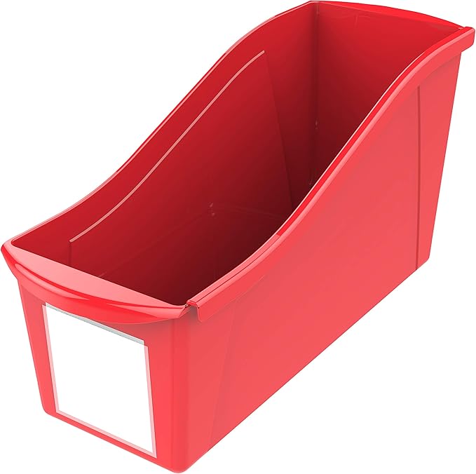 Storex Large Book Bin, 14.3 x 5.3 x 7 Inches, Red, Case of 6 (71116U06C), 14.3 x 5.3 x 7 Inches, 30-Pack