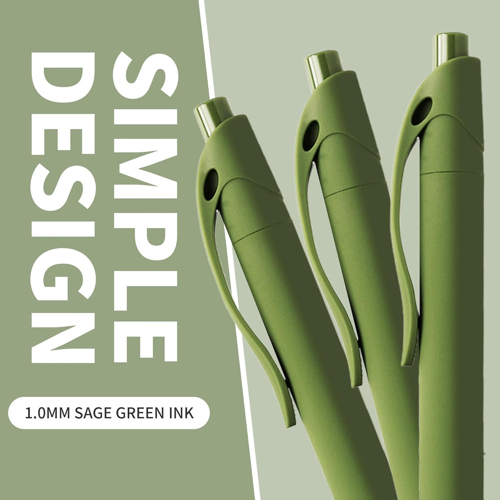 deegtran Pens Bulk, 50 Pack No Bleed Sage Green Click Pen, Wholesale Retractable Ballpoint Pens, Pens Medium Point, Smooth Ink Pen, 1.0MM Sage Green