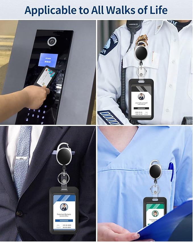 Uniclife 1 Pack Sliding ID Badge Holder Hard Black Vertical Plastic Card Case Protector Pouch with Clear Window for Office School ID Credit Cards Proximity Key Cards Driver’s Licenses and Passes