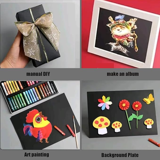 50 Pack 4x6 Black Cardstock Paper Blank Thick Heavyweight 92lb Card Stock for Making Index Cards, Invitations cards, Postcards