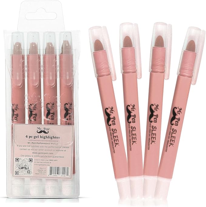 Mr. Pen- Gel Highlighter, 4 Pack, Bible Highlighters No Bleed, No Bleed Highlighters, Bible Highlighter, Bible Markers, Gel Highlighters for Bibles, Highlighter