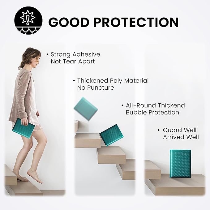 Fuxury Bubble Mailer 6x10 Inch Bubble Mailers 50 Pack Thick Padded Envelopes Usable Size 6x9" Water Resistant Mailers Shipping Envelopes for Small Business Mailing,Bulk Forest Green #0