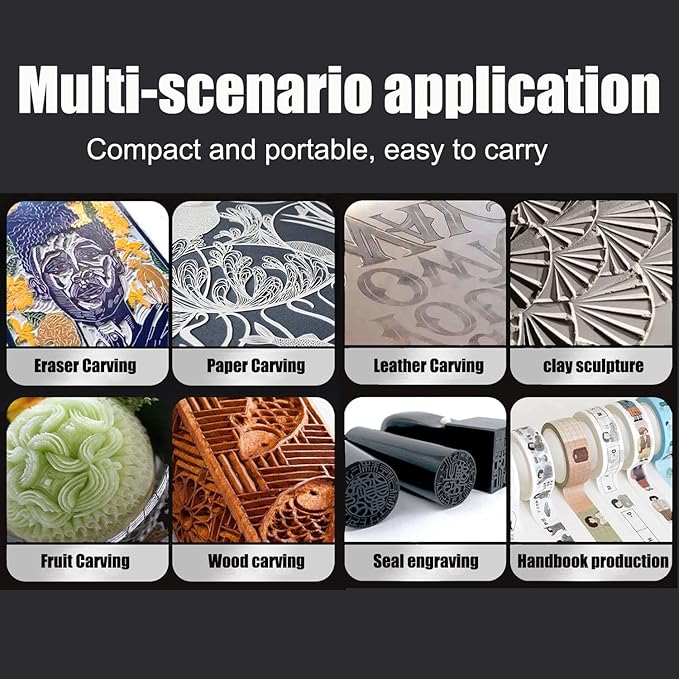 Utility knife, Portable Box Cutter, Comes with 6 Blades, Perfect for Professional Amateur Hobbyists for Modeling and Carving, Suitable for Office and Home Use (1, Silver)