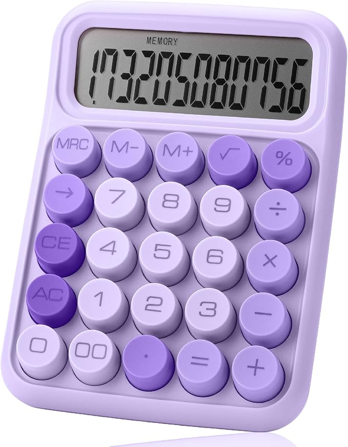 Mr. Pen- Mechanical Switch Calculator, 12 Digits, Large LCD Display, Purple Calculator Big Buttons, Mechanical Calculator, Calculators Desktop Calculator, Cute Calculator, Aesthetic Calculator