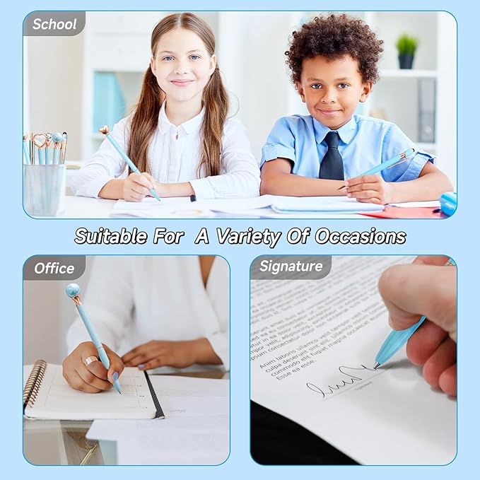 Fancy Pens for Women, 6 Pcs Blue Pens Ballpoint Pens Bulk, 1.0mm Medium Point Black Ink Pens for Note Taking, Cute Pens Smooth Writing Pens Gifts for Nurse Teacher (Blue)