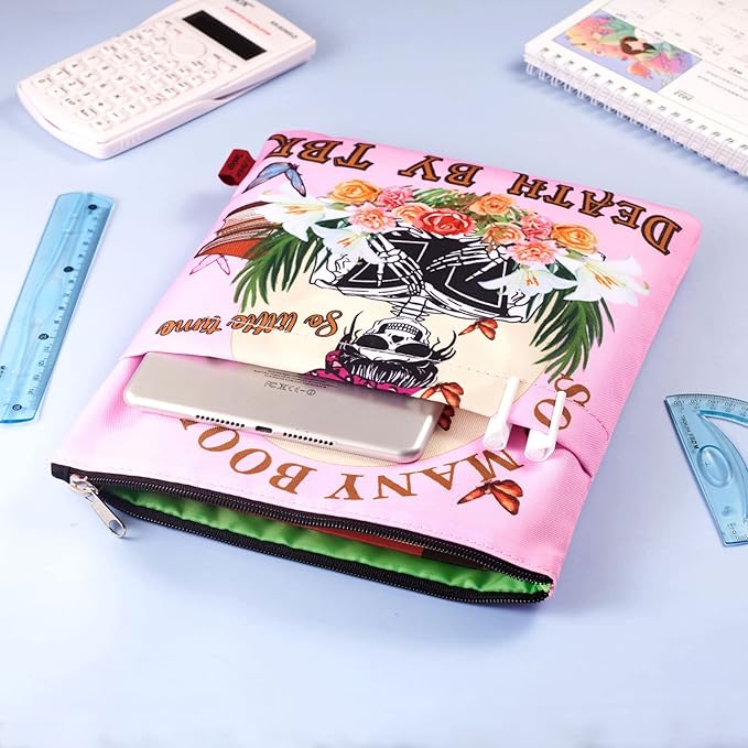 LParkin So Many Books So Little Time Death by TBR Book Covers for Readers Sleeve Gift Paperback Book Cover with Zipper