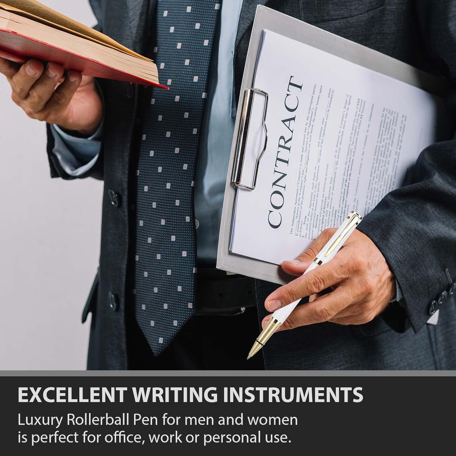 Cheericome Luxury Ballpoint Pen - Professional & Executive, Perfect for Silky Smooth Writing, with Gift Box, Nice for Men & Women, 2 Extra 0.5mm Black Refills - White