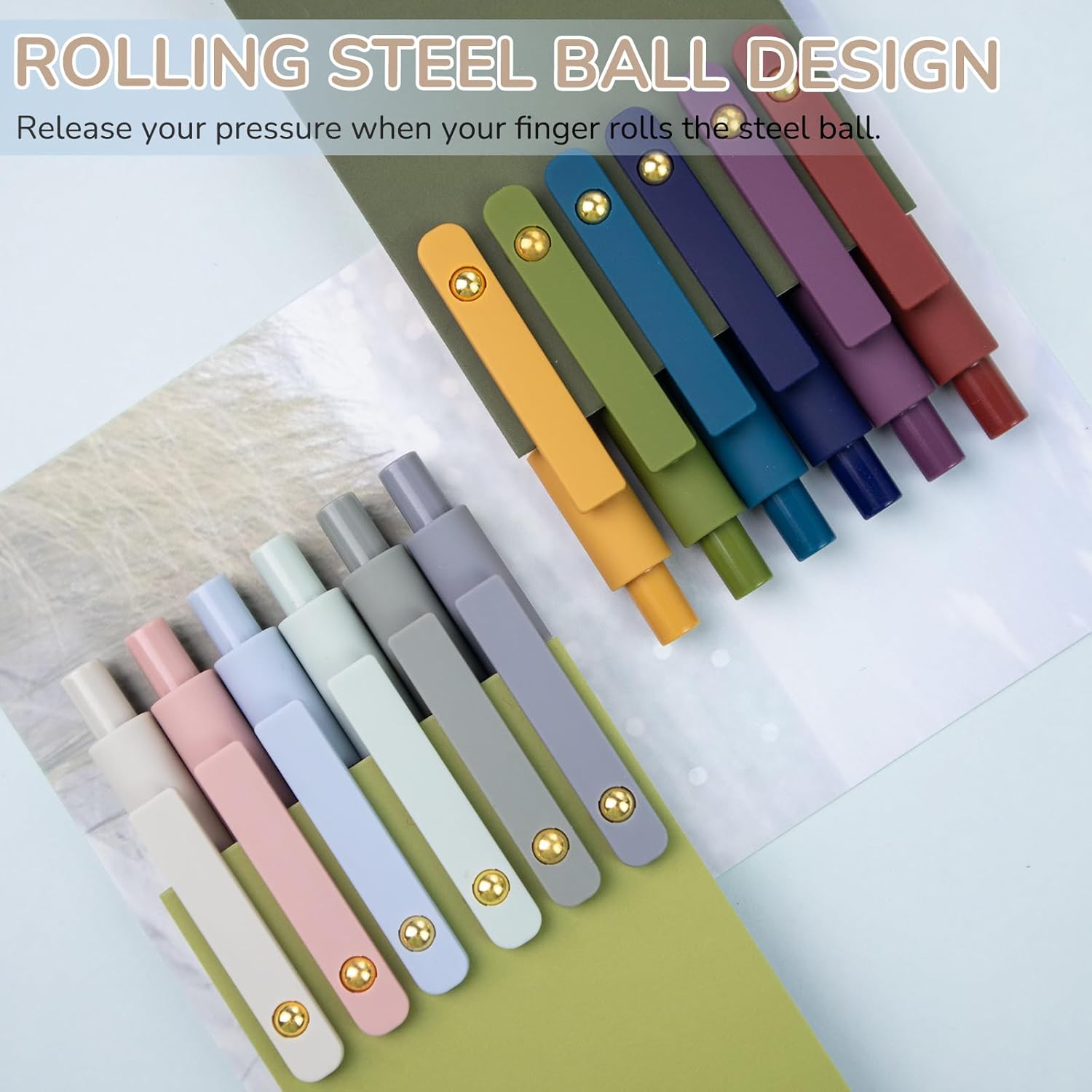 Gel Pens, 12 Pack Gold Retro and Gold Morandi 0.5mm Black Ink Pens Fine Point Smooth Writing Pens for School Office Supplies, Gifts for Women Girls