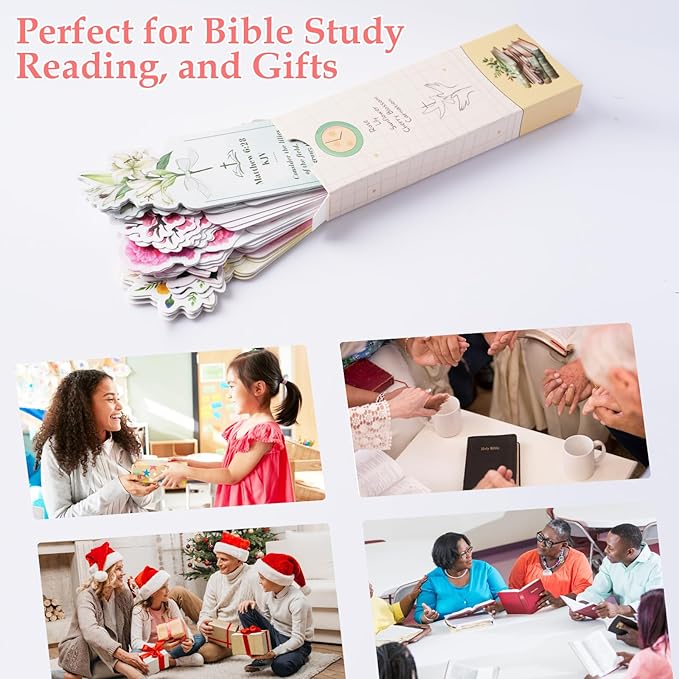 Bible Bookmark for Women, 80 Scriptures Religious Inspirational Bible Verse Bookmarks for Christian Gifts, Prayer Cards, Pink Scripture Book Marks for Reading Women, Book Lovers, Church Gifts in Bulk