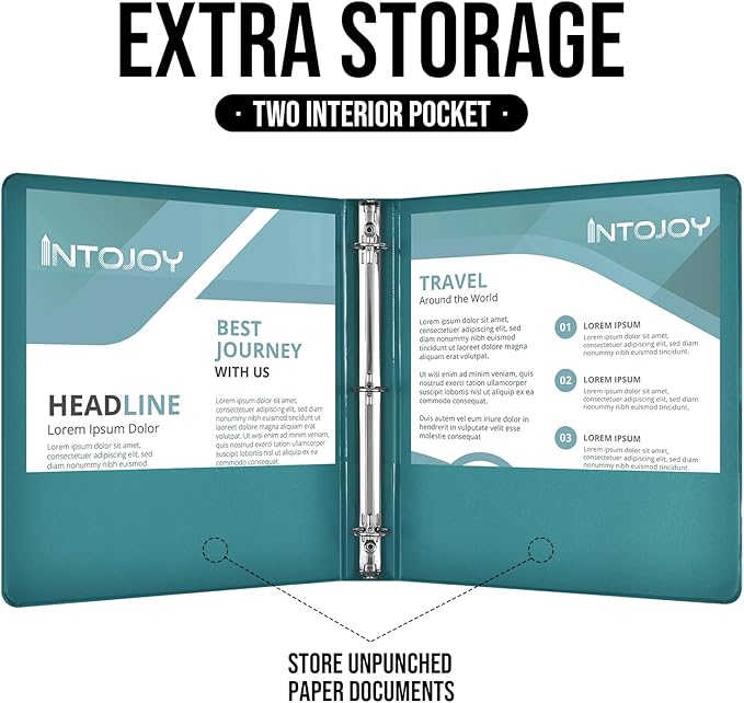 3 Ring Binder 1 Inch, IntoJoy 6 Pack Clear View 3 Hole Binder PVC-Free Fits 8.5x11 Inch Paper Flexible Round Ring Binders for School Office Home Binder Supplies (Green)