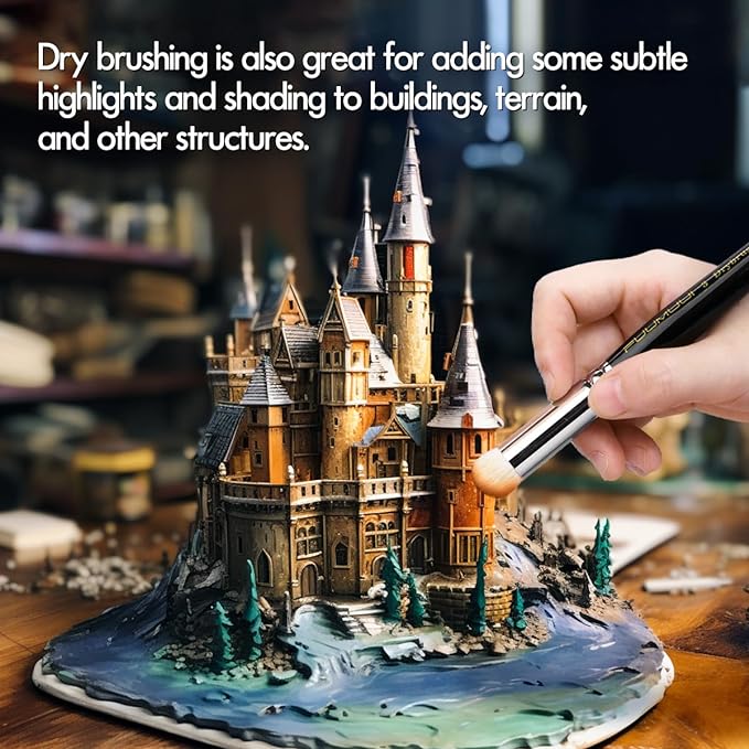 Miniature Paint Brushes with Domed Dry Brush Set for Miniature Painting, Fuumuui 14Pcs Miniature Model Paint Brush Set Dry Brush Miniatures for Warhammer 40k, Vallejo Paint, Citadel Paint
