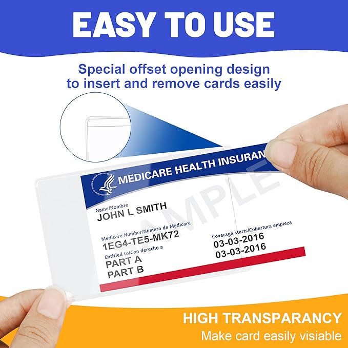 10 PCS Social Security Card Protector Sleeves/New Medicare Card Protector Sleeve/Credit Card Holder,31 Mil Soft Clear Plastic Card Sleeves, Waterproof SSN Card Protector
