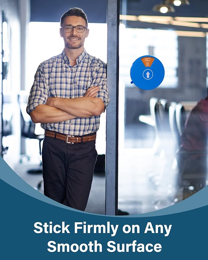 Out Of Office Sign for Door, 6 Options Status Private Sign, In a Meeting, Do Not Disturb, Working Remotely, In Out Sign Available and Away