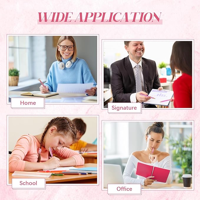 Sabary 8 Pcs Ballpoint Pens with Pen Holder for Desk Glitter Crystal Diamond Fancy Pencil Holder Bling Desk Organizer Cute Stationery Supplies for Women Girls Wedding Office School Gifts(Shiny Pink)