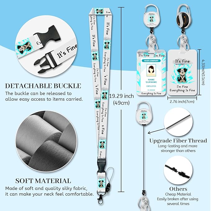 Lanyards for Id Badges, Funny Dog Badge Holder with Retractable Reel Clip, Work Name Tags Keychain Lanyard ID Card Protector Cover Case for Women Teacher Nurse Nursing Doctor Office
