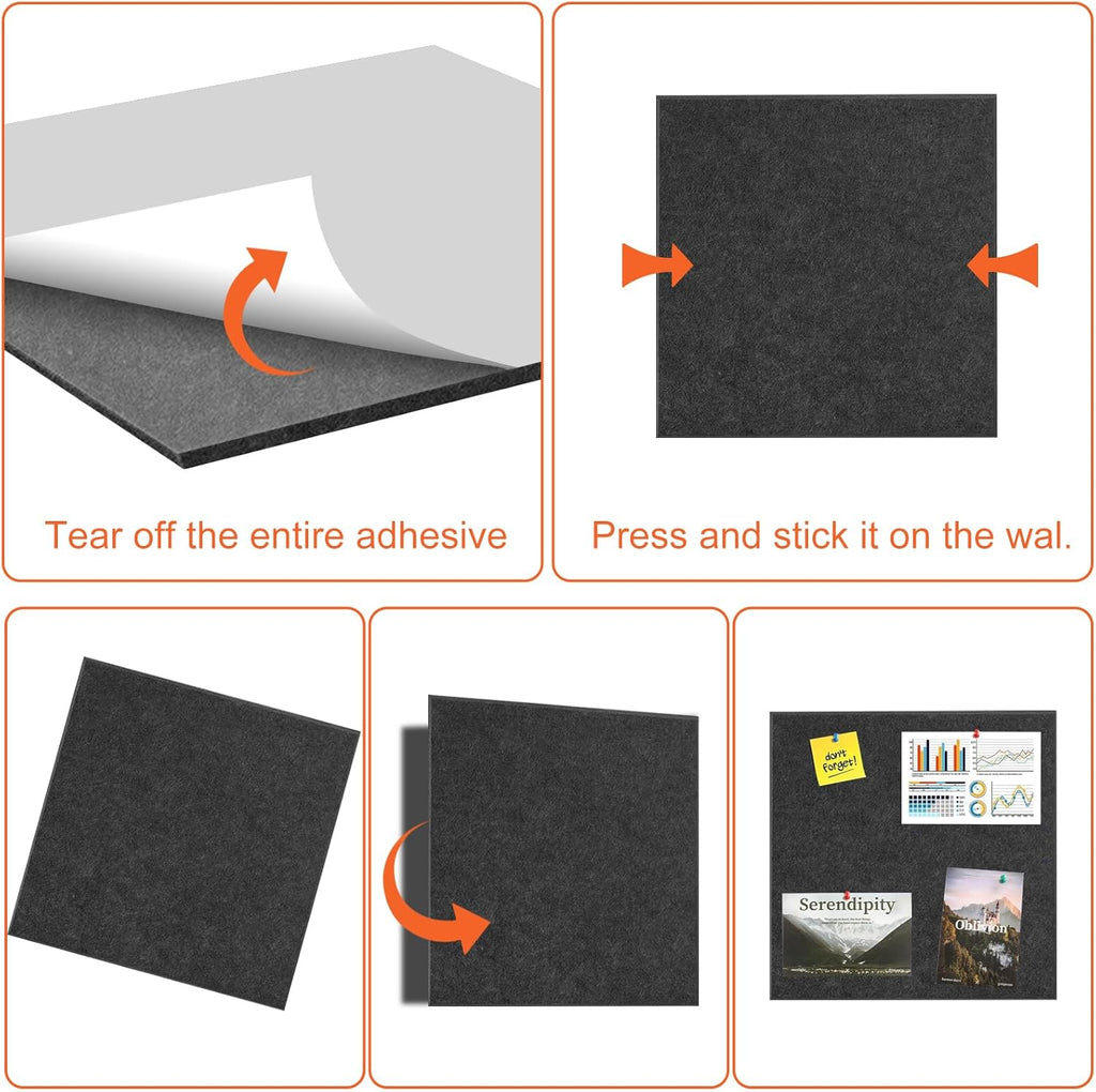 Cork Boards for Walls 48" x 36" Felt Board Alternative, 12 Pack Felt Wall Tiles Bulletin Board, Large Cork Board for Office Pin Board Tack Board Cork Boards