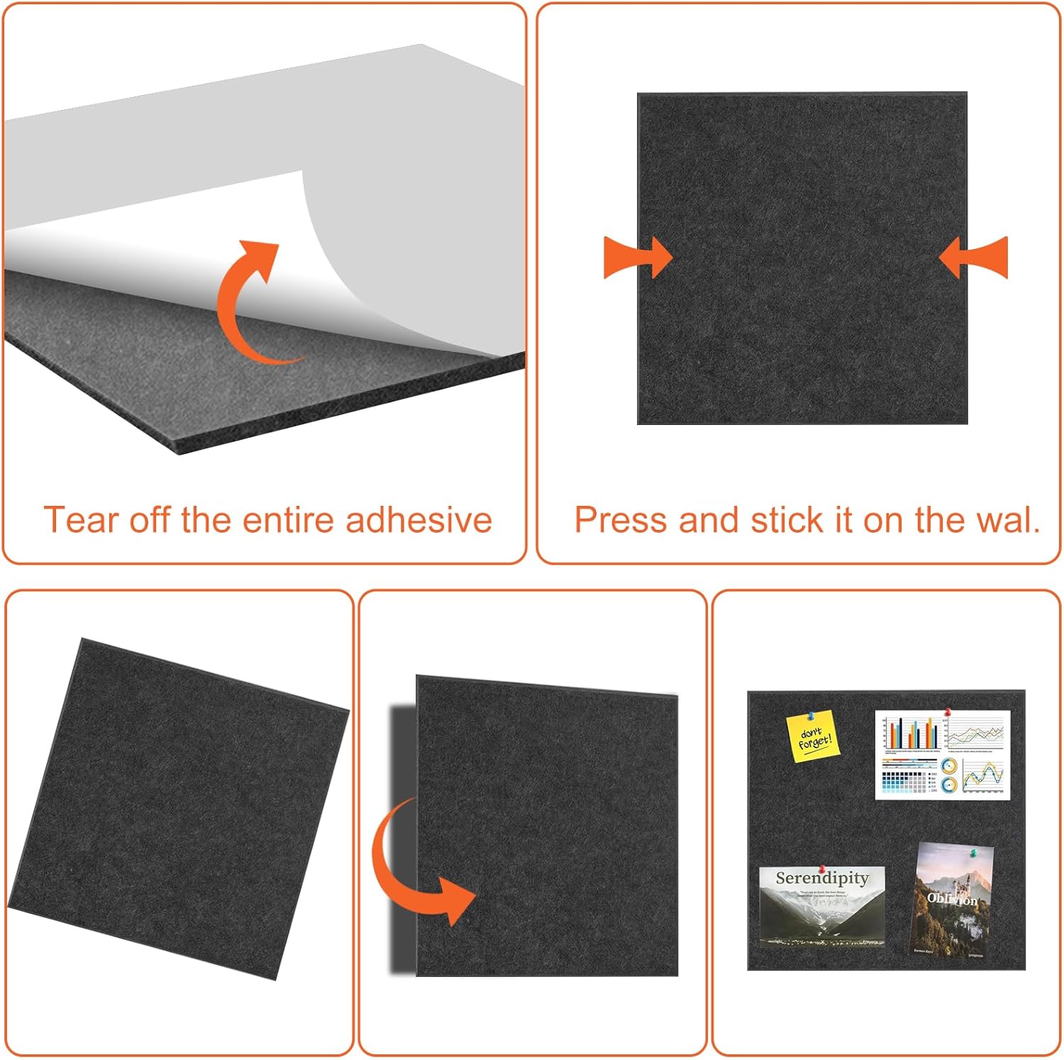 Cork Boards for Walls 48" x 36" Felt Board Alternative, 12 Pack Felt Wall Tiles Bulletin Board, Large Cork Board for Office Pin Board Tack Board Cork Boards