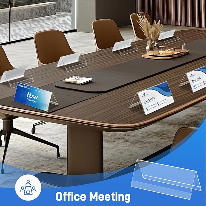 Set of 12 Acrylic Name Plates for Desks 3.15" x 7.87", V-Shape Tent Name Plate Display Clear Name Tent Holders for Office, School Classroom, Home, Conference, Meeting Rooms