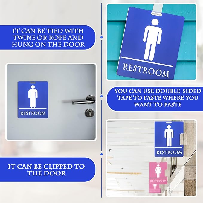 12 Set Bathroom Pass Restroom Pass with Key Holder Keychain with Lanyard PVC Blue and Pink Restroom Passes for Classrooms Women Men