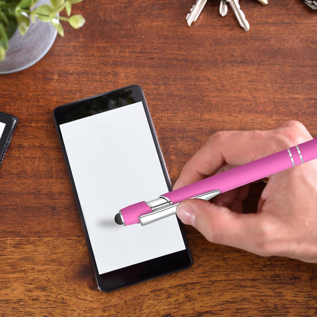 36 Pcs Blue Ink Ballpoint Pen with Stylus 2 in 1 Ballpoint Pen for Touch Screens School Office Coworkers (Hot Rose)