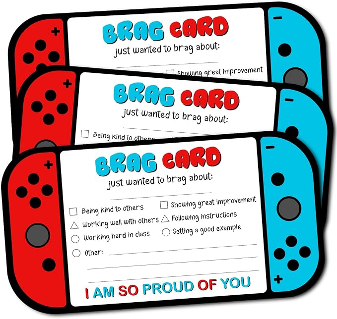 Video Game Theme Positive Brag Card, Teacher Mail for Elementary Classroom Rewards to Students