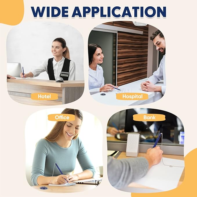 Pasimy Secure Pen with Adhesive Chain and Security Blue Ink Pen Holder for Home Office Supplies(6 Pieces)