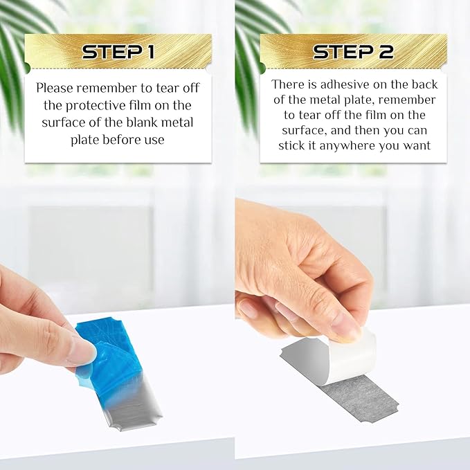 Therwen 30 Pcs Name Plates Laser Engraved Brushed Stainless Steel Plate Personalized Plaque Blank Custom Name Tag Frame Label with Adhesive Backing(Silver Notched Corner,1''x 3'')