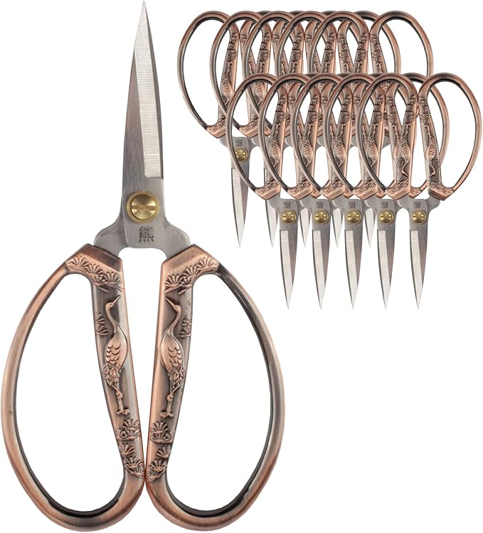JubileeYarn Crane Motif Small Embroidery Craft Scissors - Copper - 10 Scissors