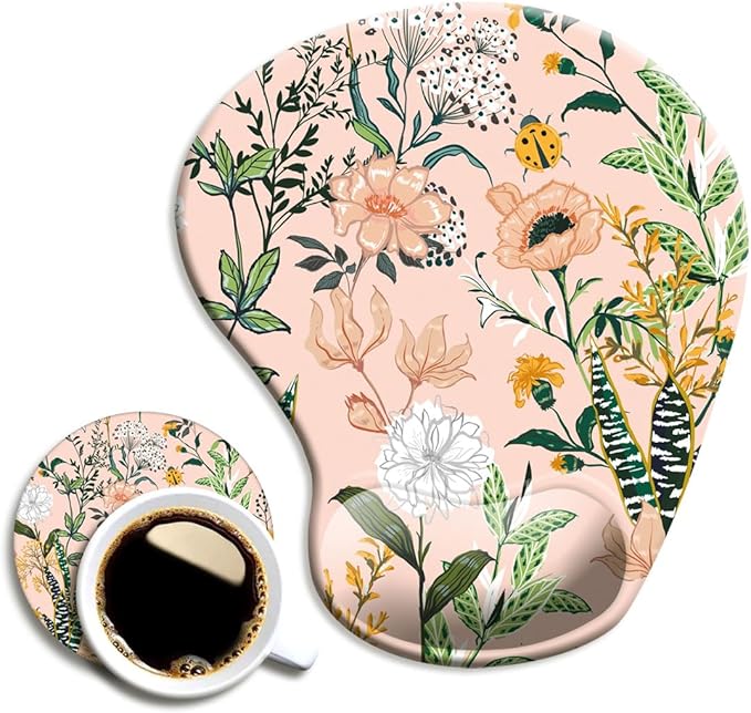 Ergonomic Mouse Pad with Wrist Support,Mouse Pads with Non-Slip PU Base for Home Office Working Studying Easy Typing & Pain Relief Pink