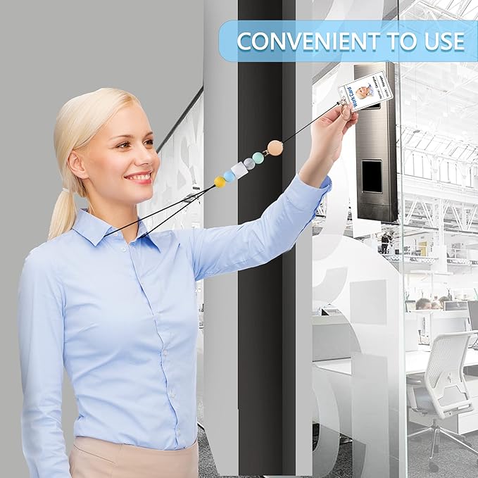 Retractable Lanyards for ID Badges and Keys, Cute Breakaway Teacher Lanyard with Badge Holders and Reels, Silicone Beaded Lanyard for Women, Nurses, Office with 2 Waterproof Card Holders