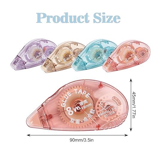 4 Pack Double Sided Tape Roller, Scrapbook Supplies, Glue Tape Roller for Crafts, Double-Sided Adhesive Tape Runner for Scrapbooking, School Office Journaling Supplies (0.31 in X 26.25 ft)