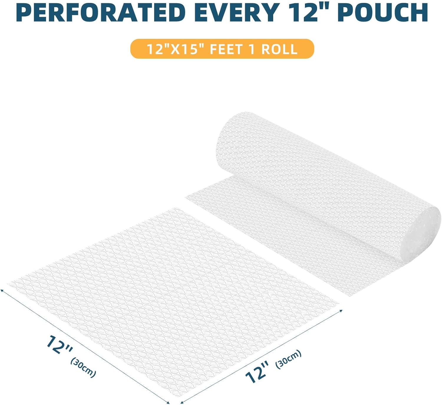 Metronic Bubble Cushioning Wrap 1 Pack 12 Inch x 15ft Total, Dense Bubble Packing Air Wrap Clear Bubble Packing Roll for Shipping and Moving Supplies