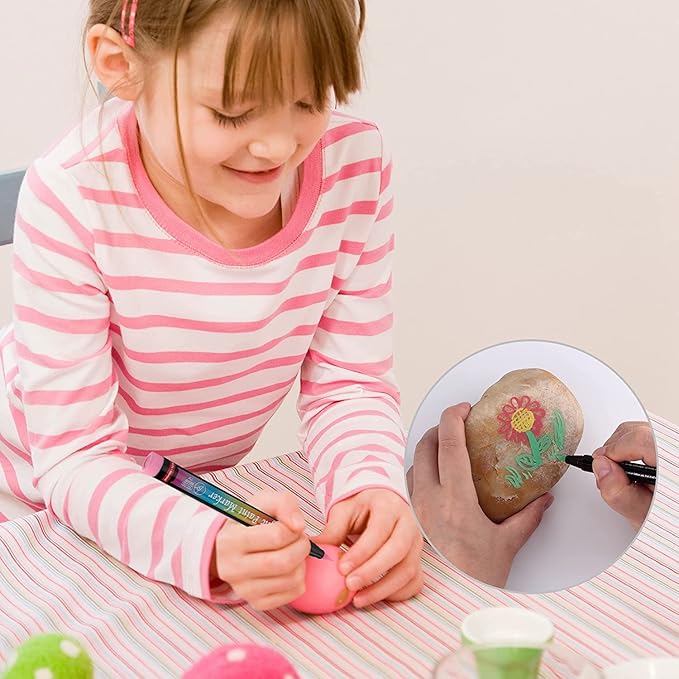 SMOOTHERPRO 24 Acrylic Paint Pens, Brush Tip (1-6mm) Acrylic Paint Markers, Fabric Markers for Textile, Canvas, Rock, Glass, Wood, Paper, Pumpkin, DIY